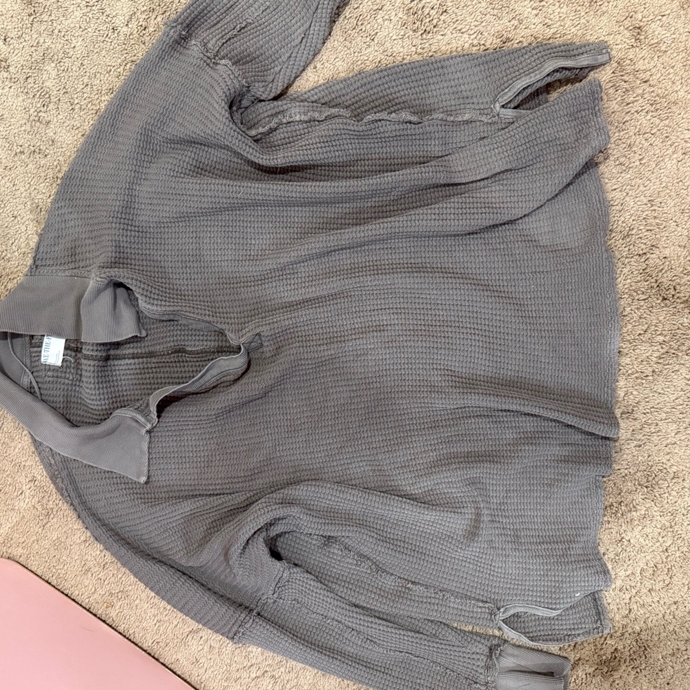 Free People Gray V-Neck Sweater